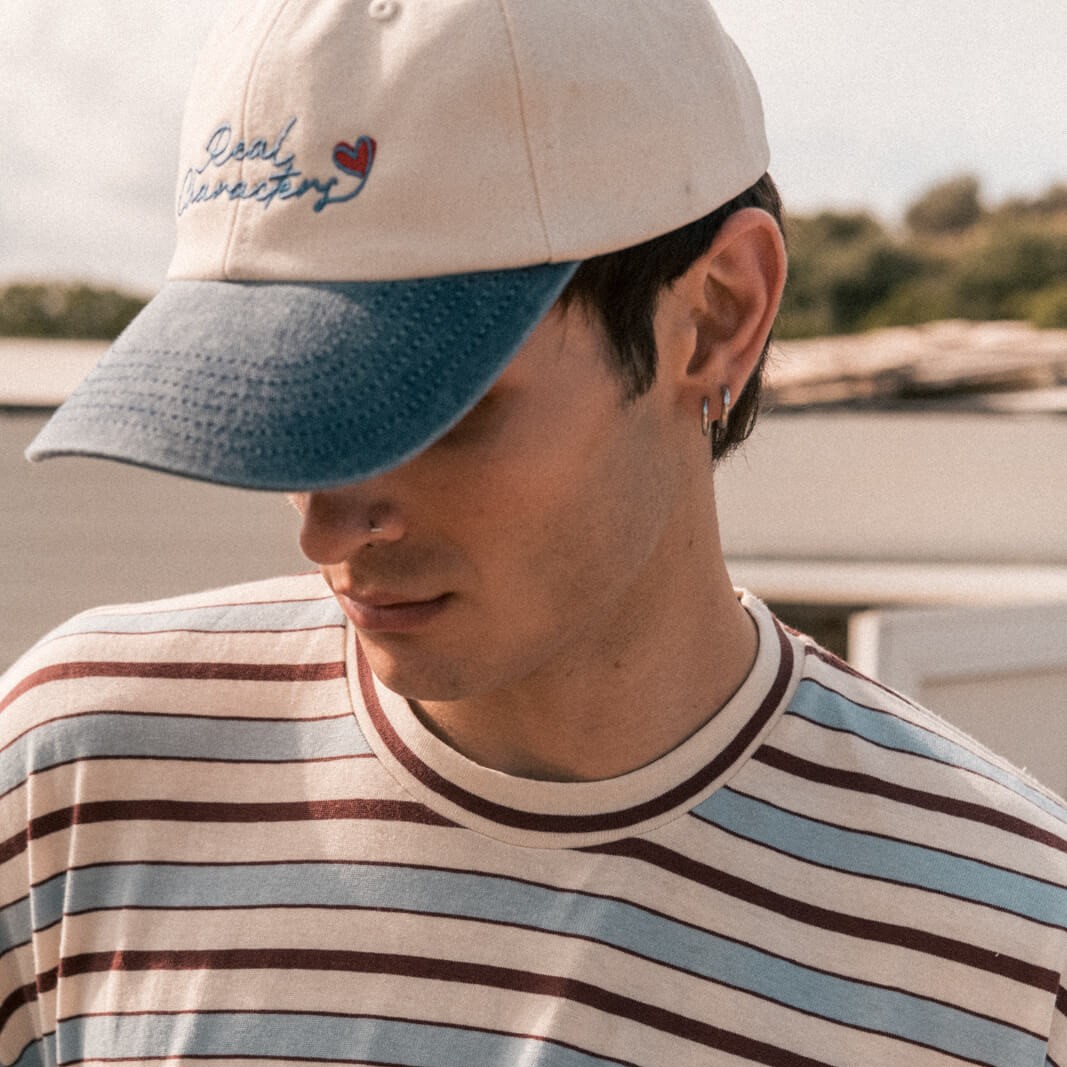 Single Line Contrast Cap, Natural / Washed Blue - Image 2